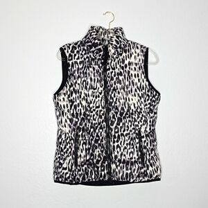Mark New York Andrew marc performance leopard print vest black and white